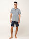 Vamp Sommer Herrenpyjama Blau