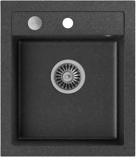 Quadron Ентов Кухненски Мивка от Течен Гранит Д43xШ50см Granite Black