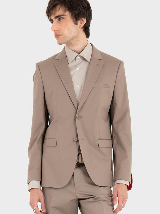 Men’s Suit Jacket with Slim Fit Light Brown