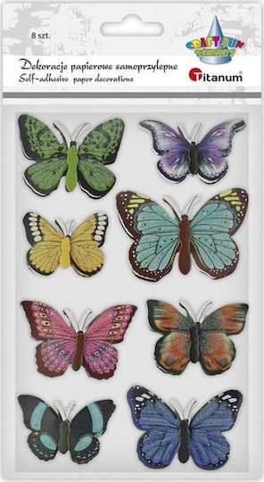 Autocolante Decorative din Hârtie 3D Fluturi 8 Bucăți