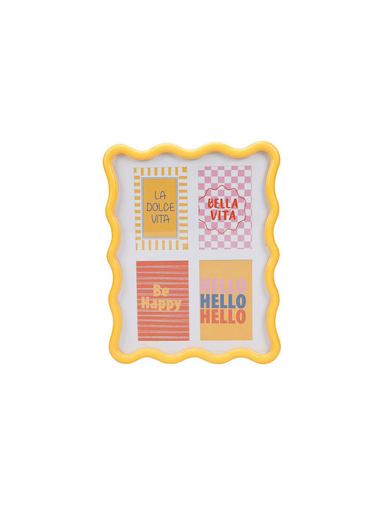 Wavy Multi Picture Frame Wall 4 Positions Plastic with Yellow Frame