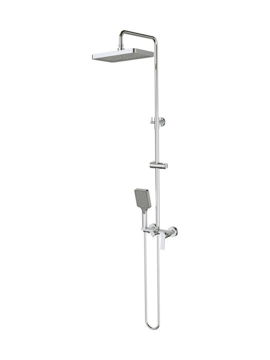 Deante Adjustable Shower Column with Bathtub Mixer Gray