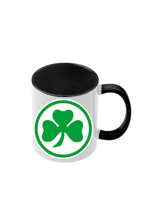 Cană Panathinaikos PAO Neagră Mâner Interior
