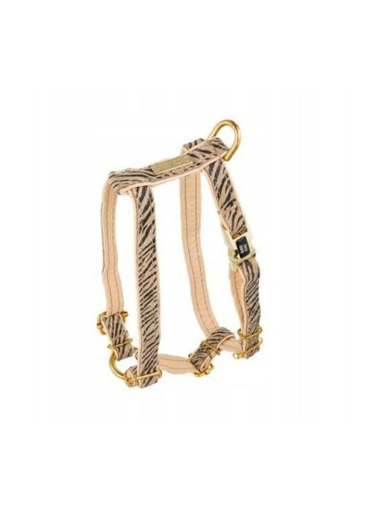 Dog Harness Wild Tiger Beige Leather Brass M 16mm/neck Circumference 30-50cm Chest Circumference 40-70cm