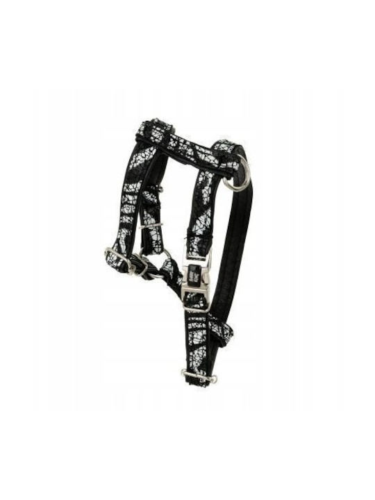 Dog Harness Equilibre Black Zebra Leather Nickel Xs 13mm/neck Circumference 20-30cm Chest Circumference 25-45cm
