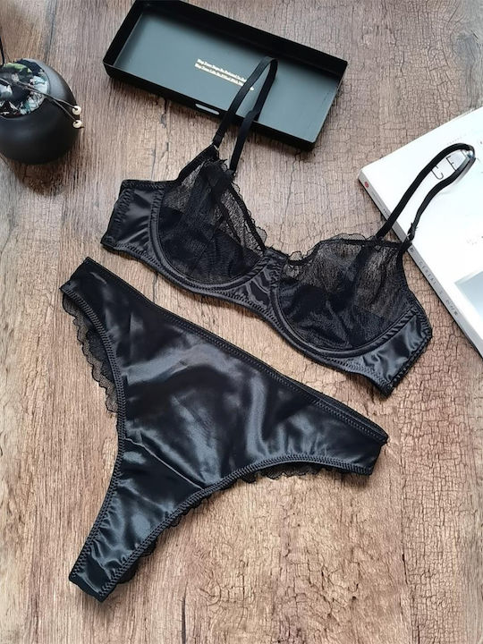 Dyana Underwear Set Bra With Brazil Black