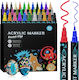Acrylic Markers Multicolored 0.7mm Set 36 Pieces