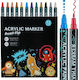 Markeri Acrilici Multicolora 1mm Set 12 Bucăți