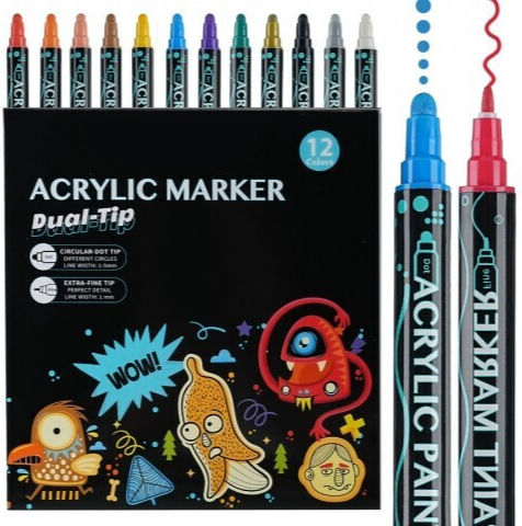Markeri Acrilici Multicolora 1mm Set 12 Bucăți