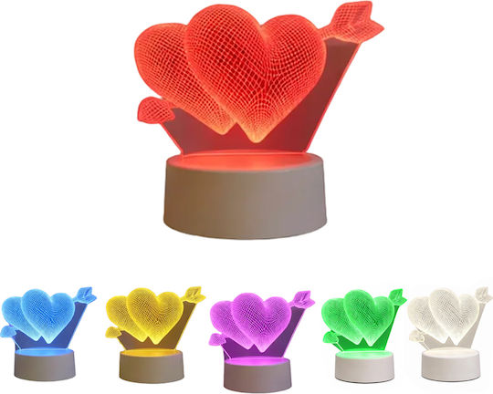 LED RGB 3D Илюзия Настолна Лампа Нощно Шкафче Купидон Сърца Батерия USB Захранване 17 x 11.3 x 9.5 см LED RGB 3D Илюзия Настолна Лампа Нощно Шкафче Купидон Сърца Батерия USB Захранване 17 x 11.3 x 9.5 см