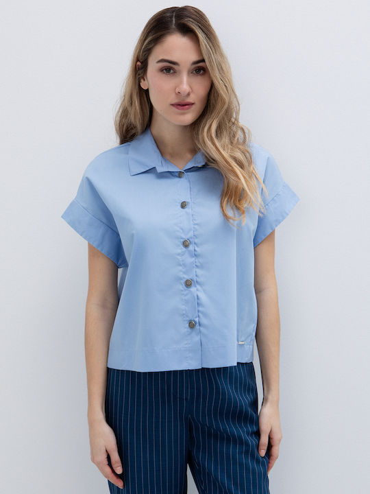 Toi&Moi Short Sleeve Women's Shirt Light Blue