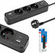 Montis Power Strip 3 Sockets with USB-A and 5m Cable