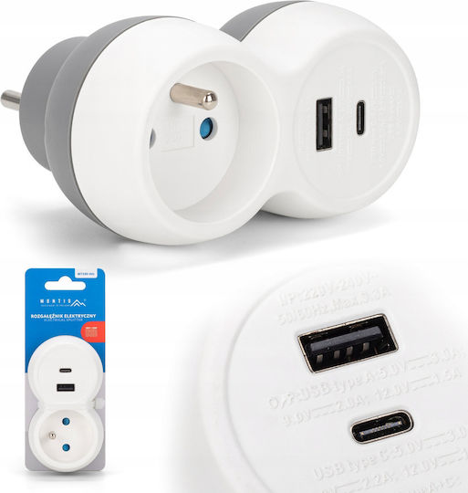 Montis Единичен Контакт с USB-A и USB-C