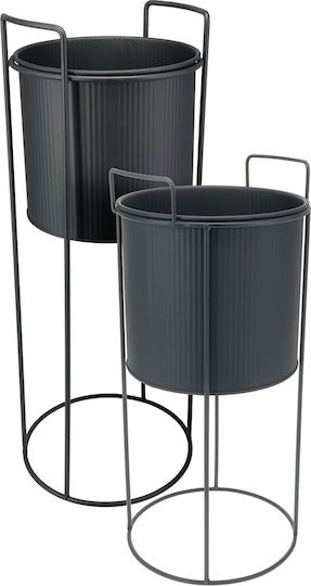 Set 2 Metallische Pflanzgefäße Schwarz Set 2 Metallische Pflanzgefäße Schwarz