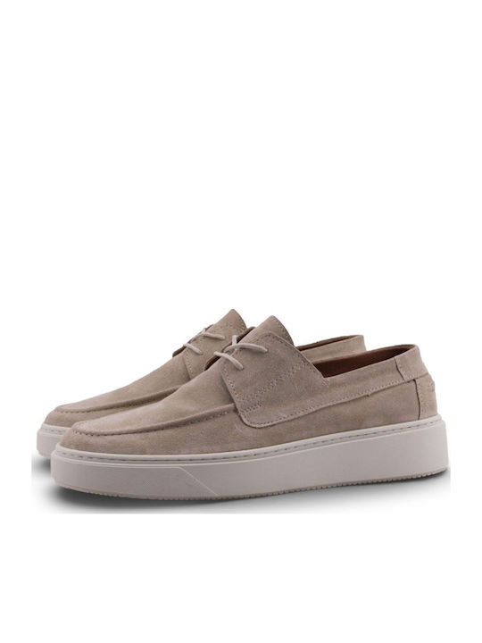 Steve Kommon Leather Men's Casual Beige Shoes
