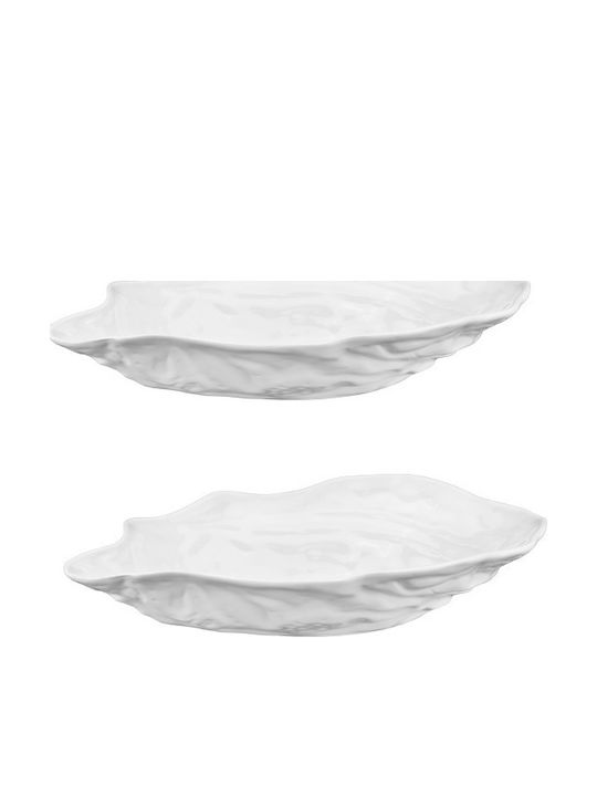 Raki Bol Decorativ Din Porțelan Alb 34x20cm 2 Bucăți