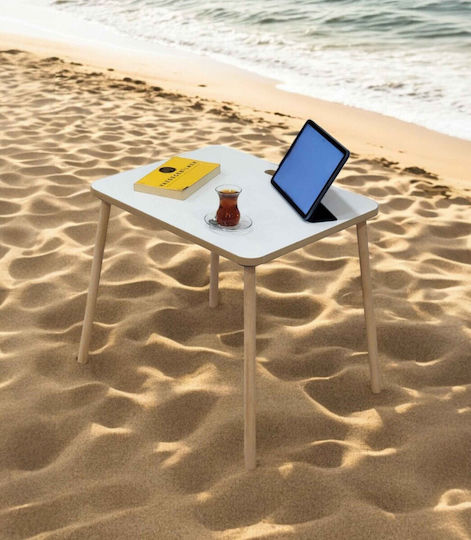 Camping Furniture Table in Case White Oak Foldable for Outdoor Spaces 45x60x50cm