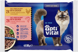 Crave Wet Cat Food for Adult Cats in Pouches with Chicken and Salmon 4x85gr