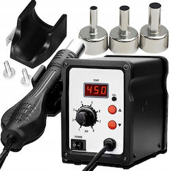 Stație de Lipit cu Aer Cald Zola Reglare Temperatură și Flux de Aer 100° la 500° 3 Duze Incluse Afișaj Lcd 680 W Ac 220v±10%/50hz