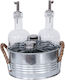 Set Ulei De Măsline Suport Metal Galvanizat 5 Piese Raki 350ml