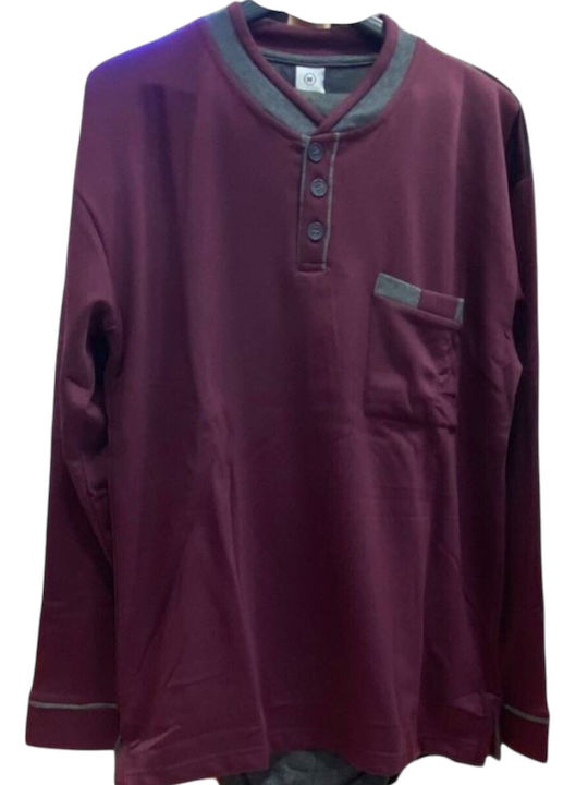 Lanotte Winter Men's Pyjama Burgundy-Grey