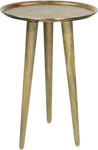 Round Side Table Made of Solid Wood Gold M57xP57cm