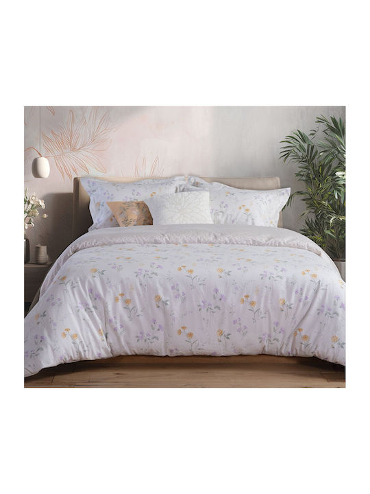 Nef-Nef Homeware Cotton Duvet Cover Set 240x230cm Super King Size With 2 Pillowcases Rozaria Ecru