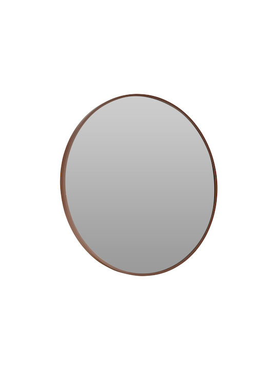 Wall Mirror with Beige Wooden Frame Diameter 60cm
