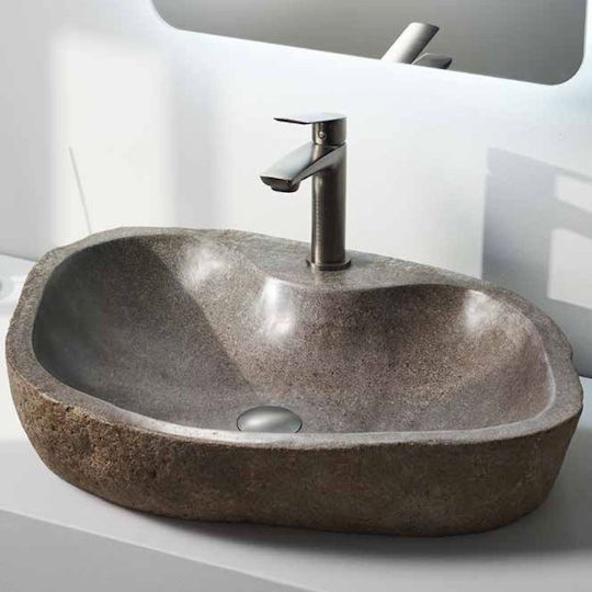 Tema Επικαθήμενος Νιπτήρας Πέτρινος 70x38cm Dark Grey