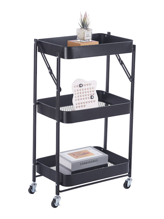 Ankor Metal Kitchen Trolley 3 Tiers Black 46x29...