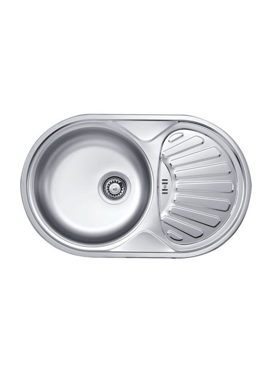 Deante Drop-In Kitchen Sink Inox with Faucet L48xW77cm Gray
