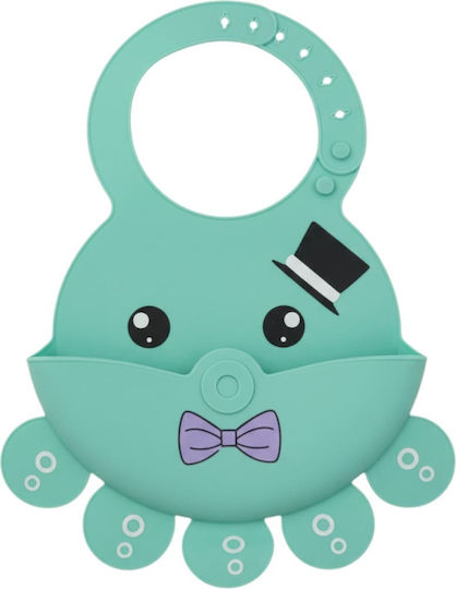Queen Mother Gentleman Octopus Αδιάβροχη Σαλιάρα Σιλικόνης με Τσέπη Light Blue