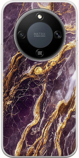 Cracked Marble Purple Gold Honor Magic8 Lite 5g Flexible Tpu Διάφανη Σιλικόνη