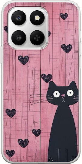 Husă Valentine's Day Cat Is Love Honor 400 Smart 5g Flexibil TPU Silicon Transparent