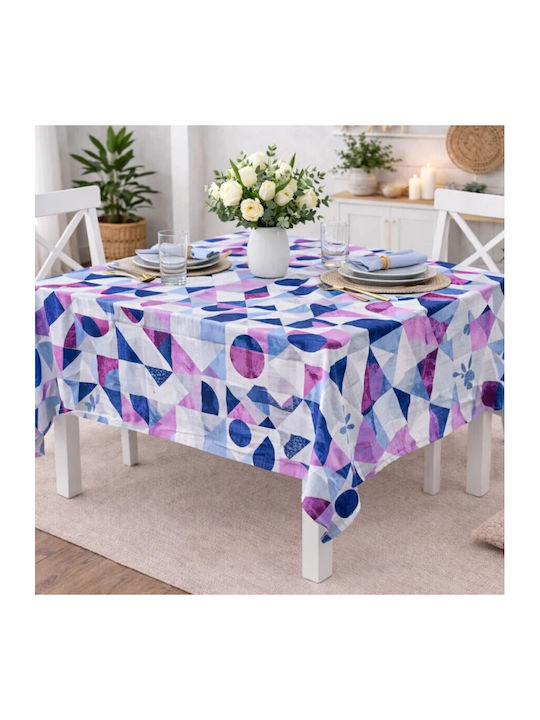 Pucioasa Față De Masă Din Bumbac Violet/Albastru 160x320 Cm