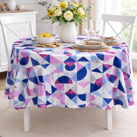 Pucioasa Cotton Tablecloth Purple Blue 160x160cm