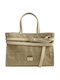 Damentasche Shopper Krokodilmuster Beige