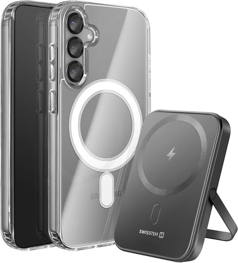 Swissten Pack Magsafe Galaxy S25 Plus Bi-material Handyhülle 5000 Mah Powerbank Transparente