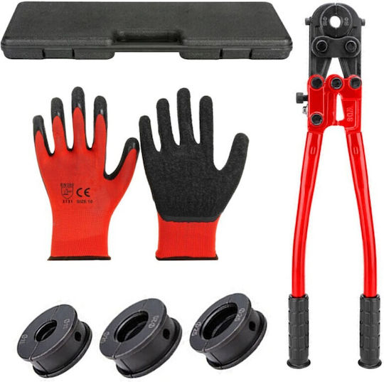 Set Clește Hidraulic de Sertizat Pentru Țevi Pex Al Pert Zola Deschidere 28 Mm Matrițe Conice Th 16 20 26 Mm Compatibil Cu Matrițe U V M Th Mănuși de Protecție Cutie de Depozitare