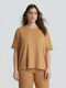 Women's Short Sleeve Beige Blouse