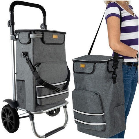 Căruț de Piață Textil Pliabil Gri 40l