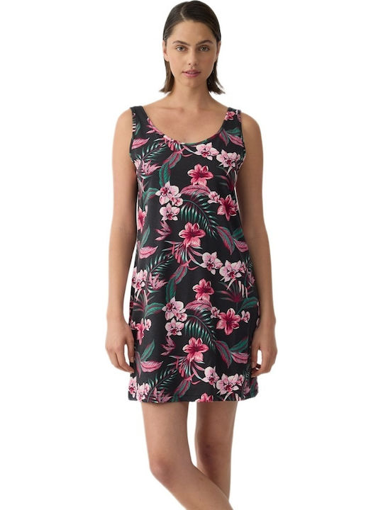 Minerva Summer Cotton Women's Black Nightgown