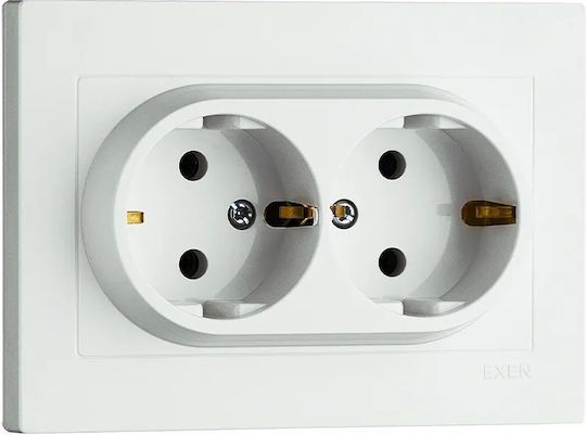 Dublă Priză Electrică Albă