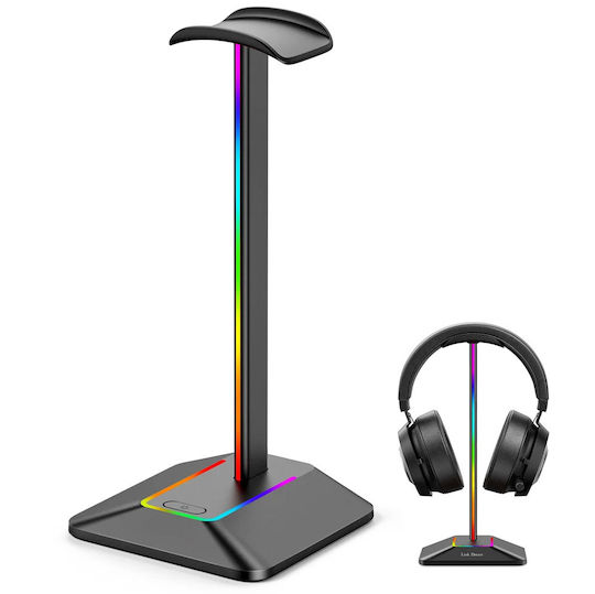 Suport Pentru Căști On-ear Iluminare LED RGB Zola Multifuncțional 2 Porturi USB 2.0 Încorporate Cablu Alimentare Aluminiu Plastic 12.3 X 10.3 X 26.7 Cm Negru