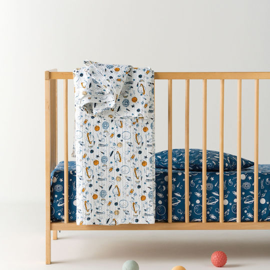 Kentia Babydecke Kinderbett Waffel Blau 100x140cm