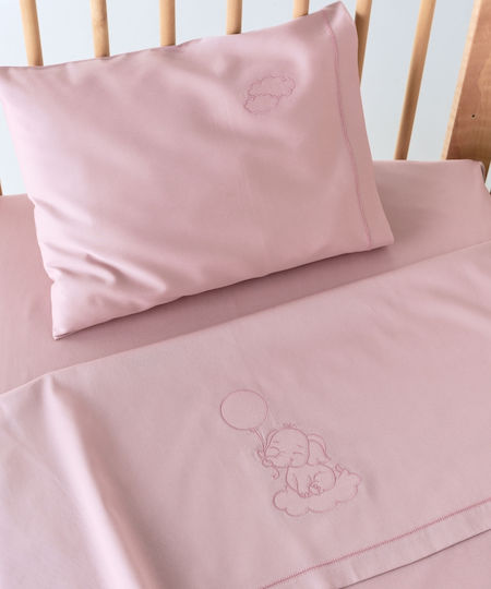 Kentia Set Baby Sheets Crib Cotton Cocoon 14 Pink 120x170cm