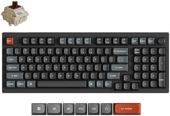 Keychron V5 Ultra 8K V5U-D3 Wireless Gaming Mechanical Keyboard 96% with Keychron Silk POM Brown Switches and RGB Lighting (English US)