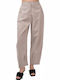 Damen Stoffhose mit Gummiband in Regulärer Passform Stone