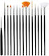 Set 15 Perii Manichiură Pedichiură Zola Designuri Precise Perii Sintetice Moi Mânere Din Plastic Negru