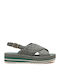 Leather Women's Flat Sandals Green